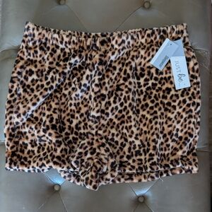 Just Be - Women's Leopard Print Plush PJ Shorts Size 1X